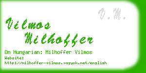 vilmos milhoffer business card